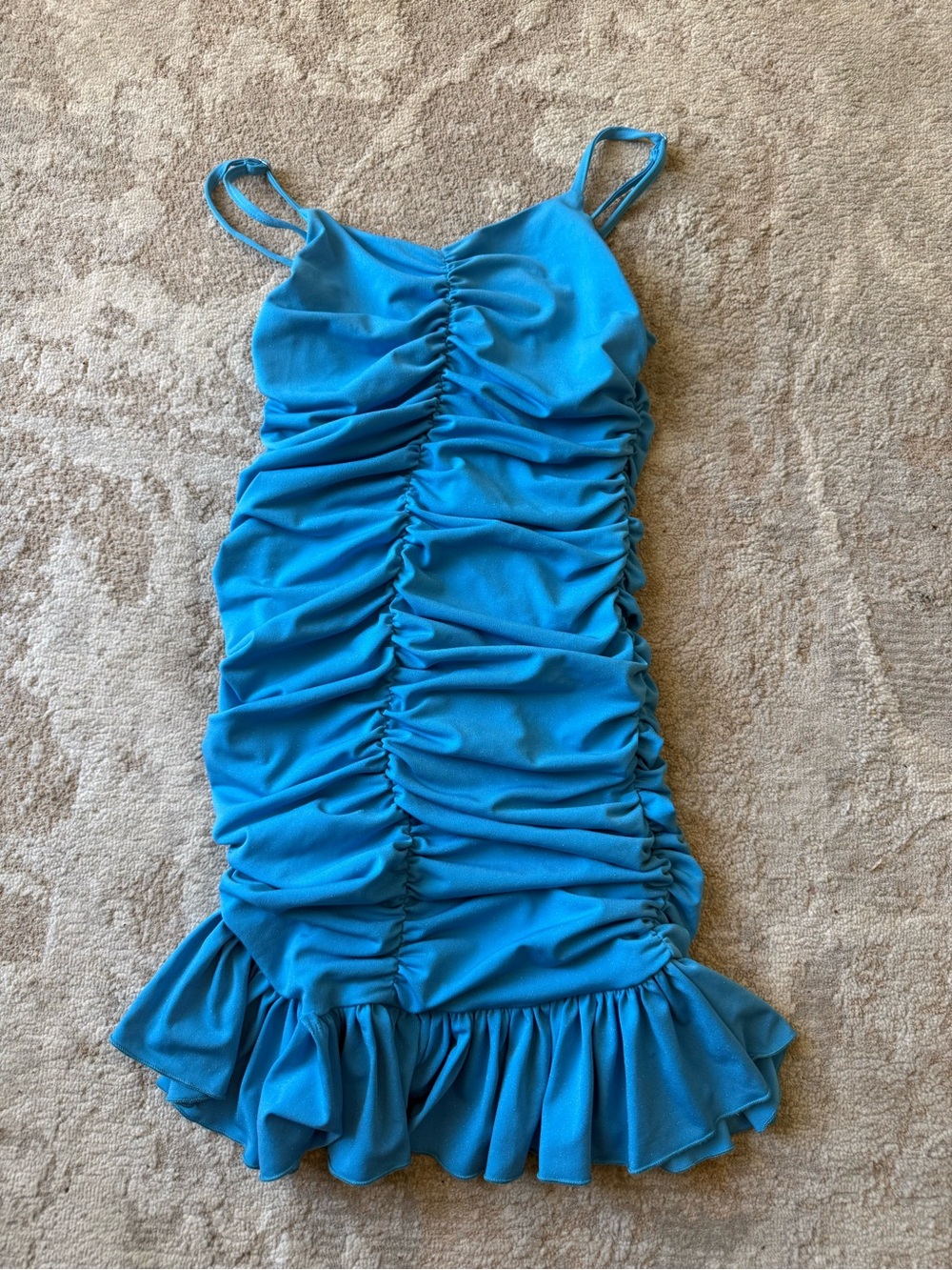 Deb Girls Blue Ruched Ruffle Hem Dress